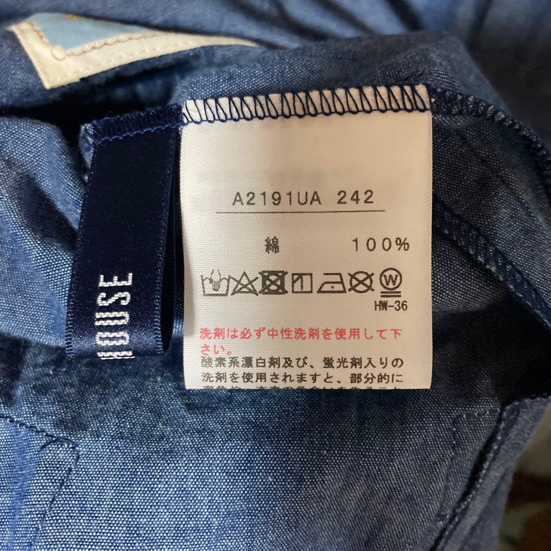 ピンクハウス　フード付きチュニックワンピース　白xネイビー　ボーダー　ワッペン