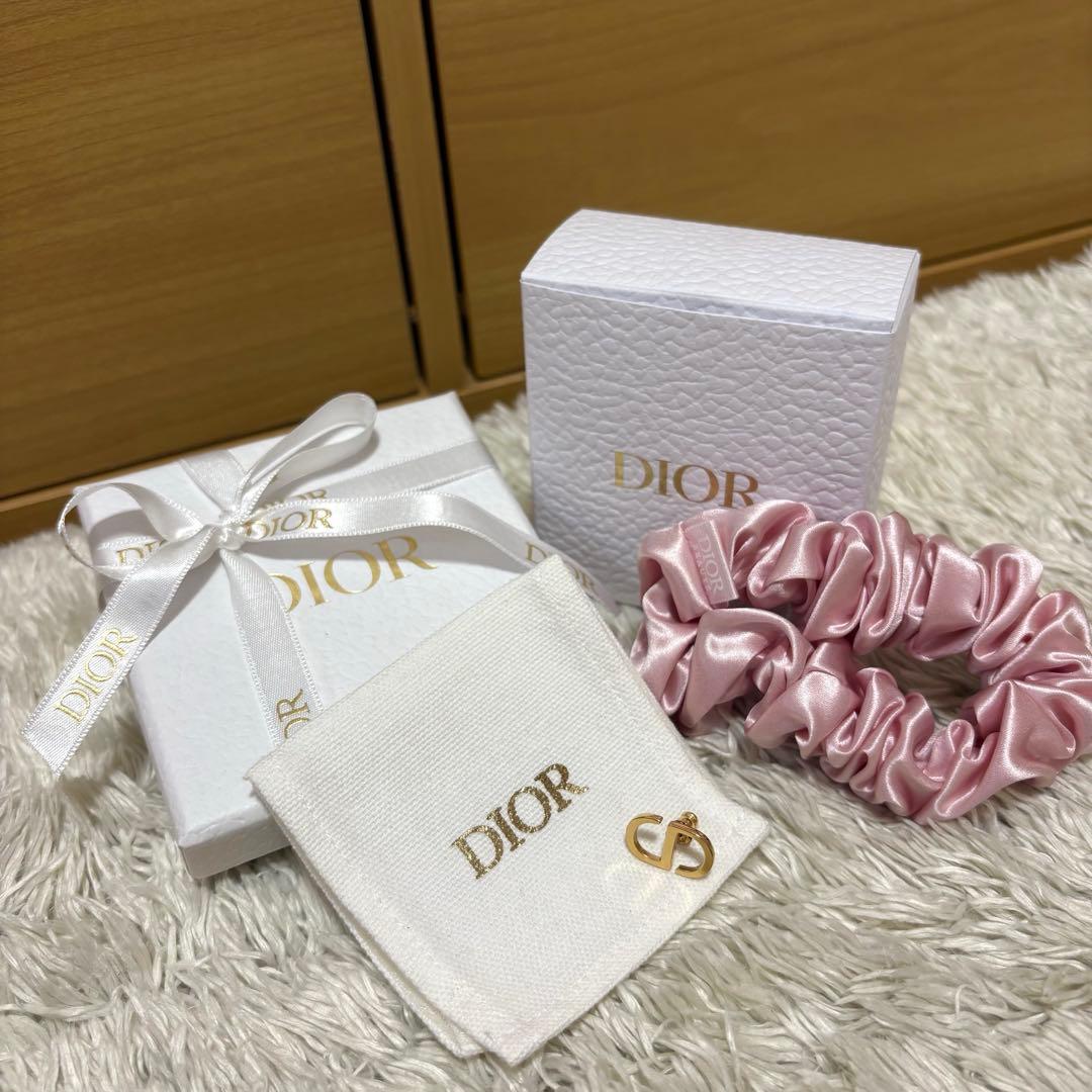 Dior ピアス(片耳)&ピンクサテンシュシュ&ブローチ　ギフトボックス付き
