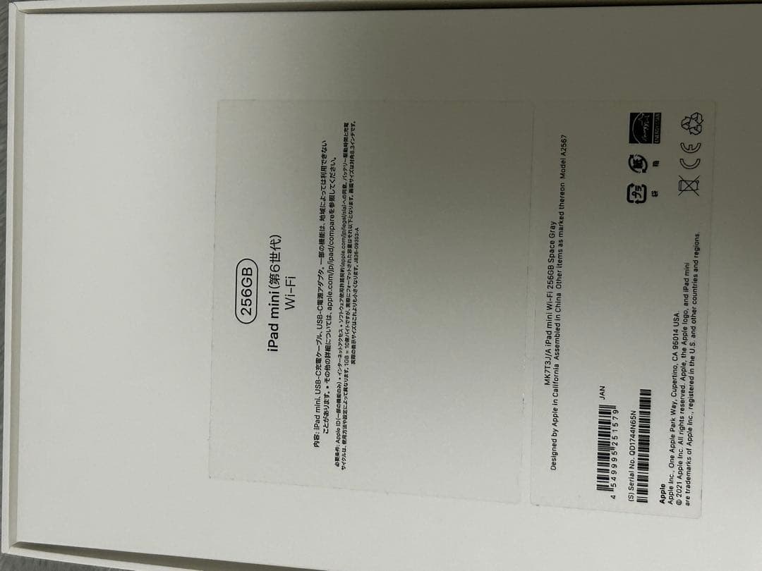 iPad mini(第6世代)256GB Wi-Fiモデル　スペースグレイ