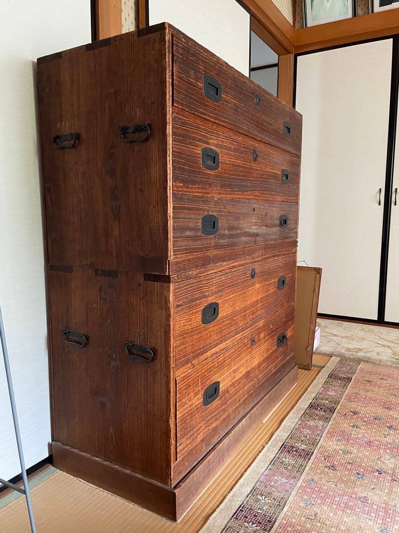 桐箪笥　5段　2+3段　レトロ　アンティーク　チェスト　和箪笥