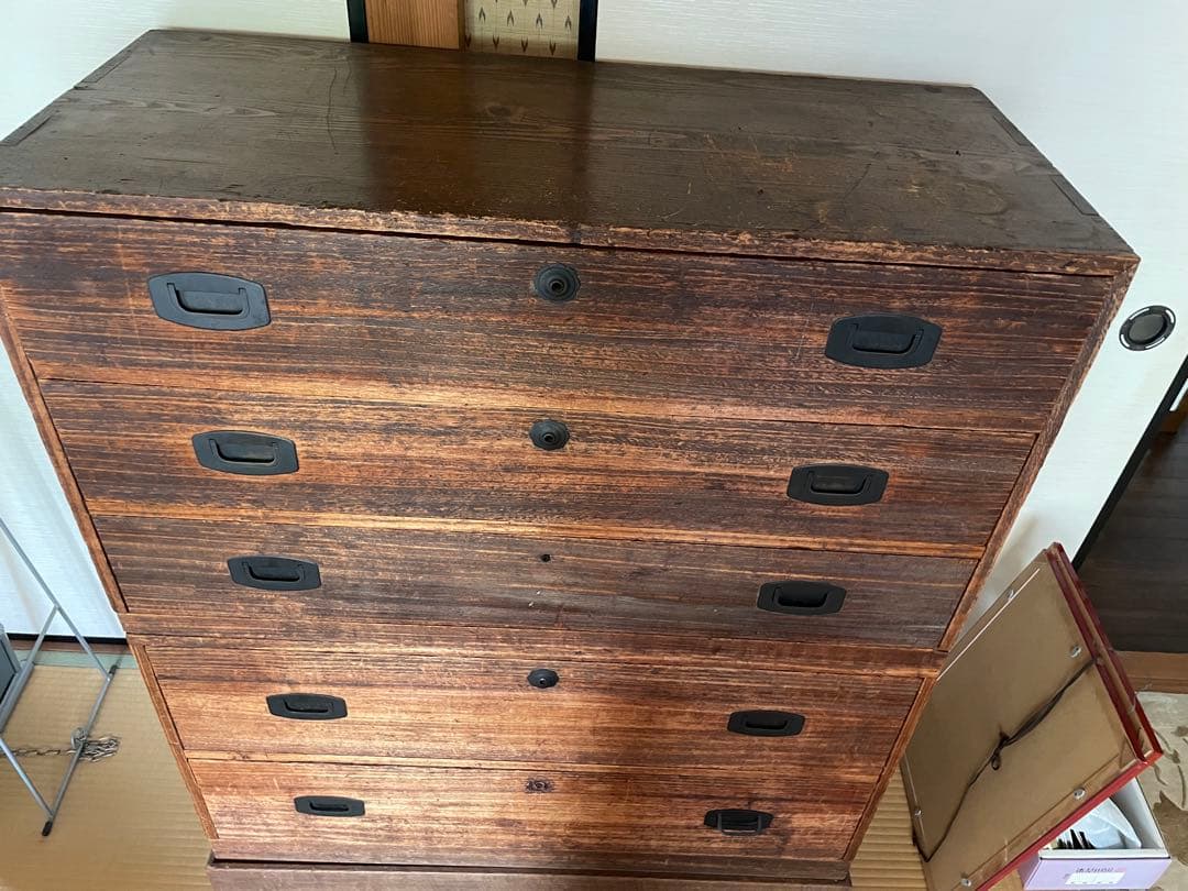 桐箪笥　5段　2+3段　レトロ　アンティーク　チェスト　和箪笥