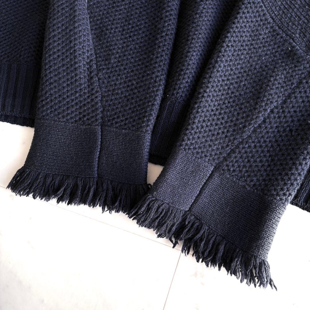 sacai サカイ 長袖フリンジニット ダークネイビー サイズ3