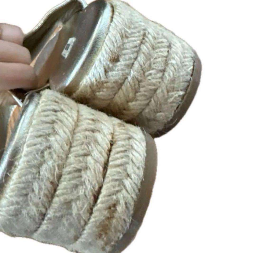 miumiu 厚底ラメミュールグリッターサンダル ミュウミュウ 38 25