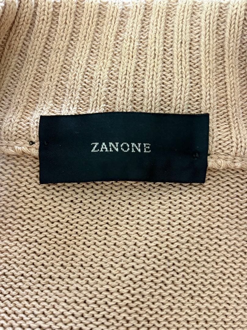 ZANONE ベージュ ジップアップニット ドライバーズ　セーター イタリア製