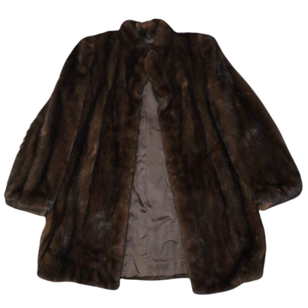 【美品】マホガニーミンクコート　11号　L ミンクコート　リアルファー　毛皮