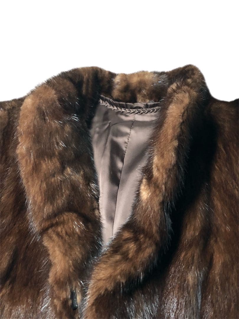 【美品】マホガニーミンクコート　11号　L ミンクコート　リアルファー　毛皮