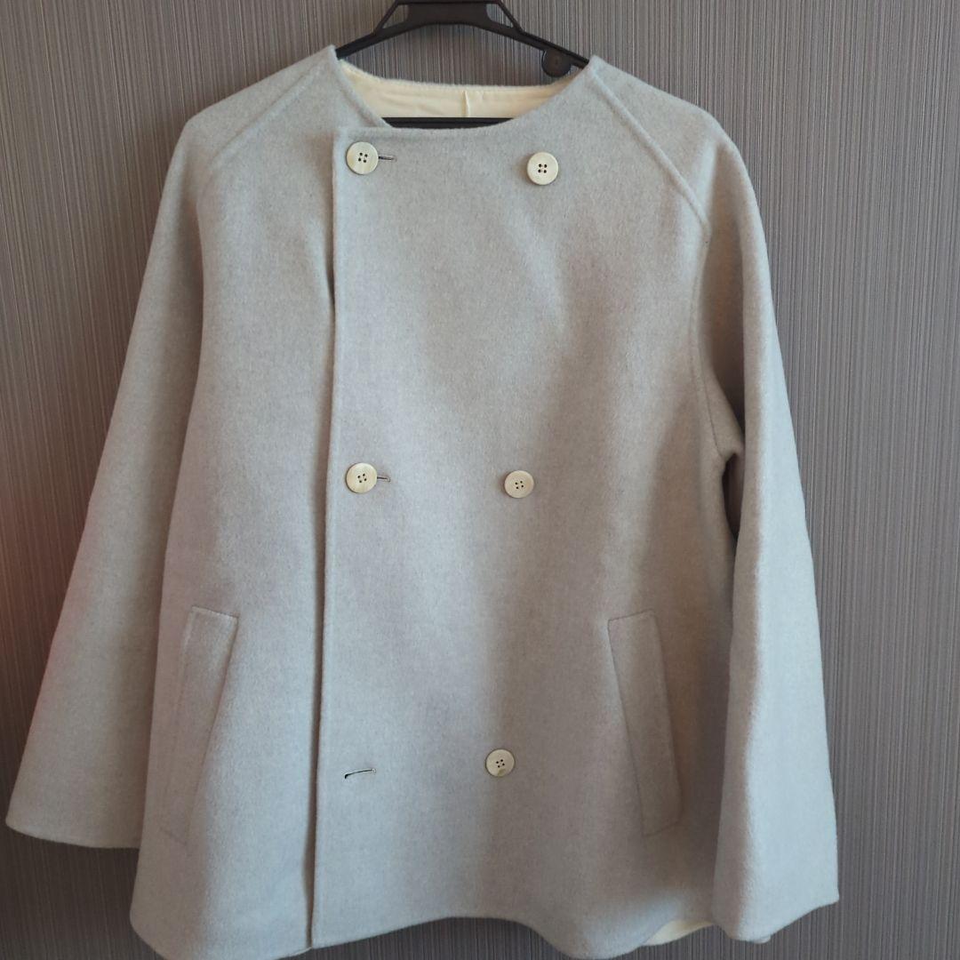 GALERIE VIE ウールダブルフェイス ショートノーカラートレンチコート