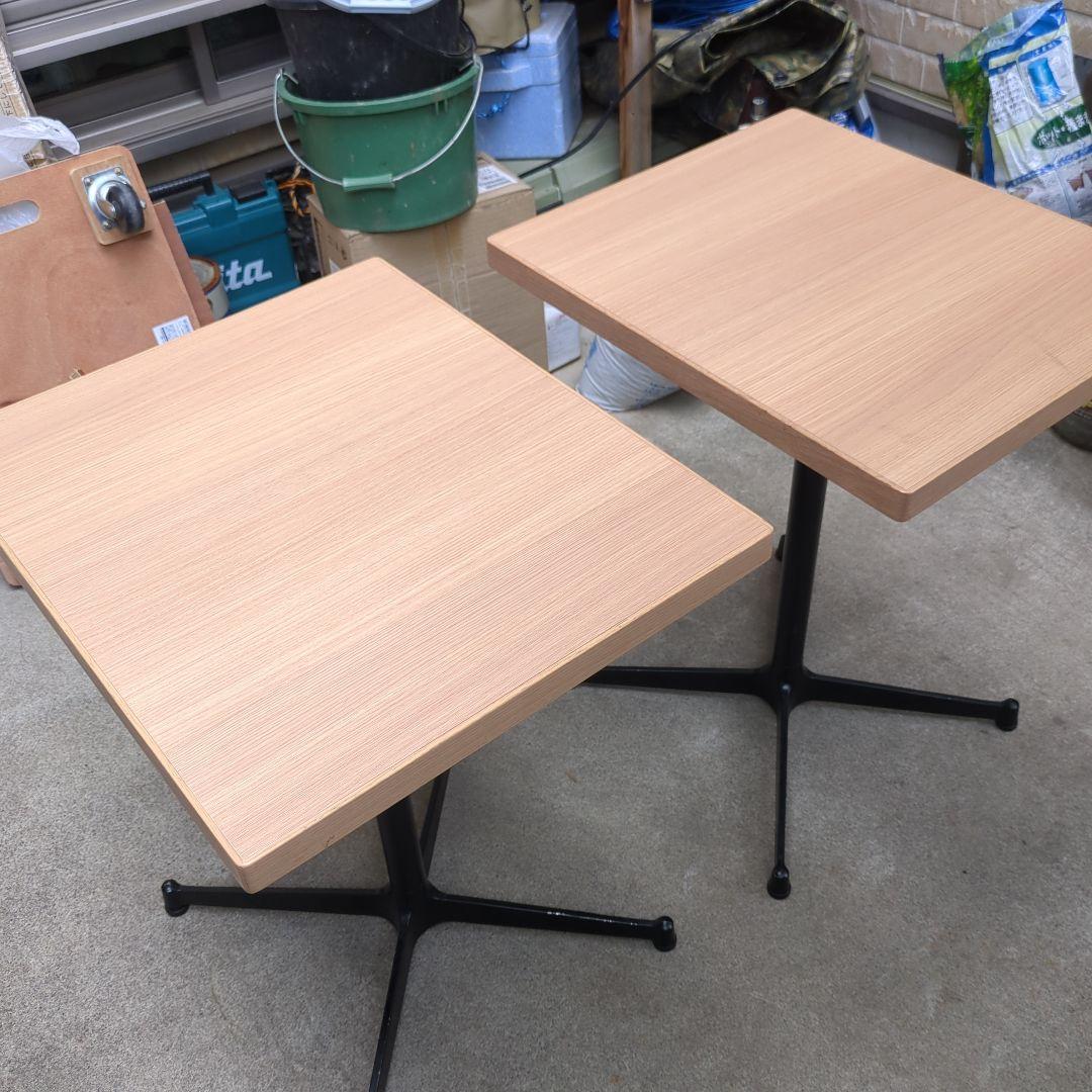 木製天板テーブル2台セット　店舗　カフェ　家具