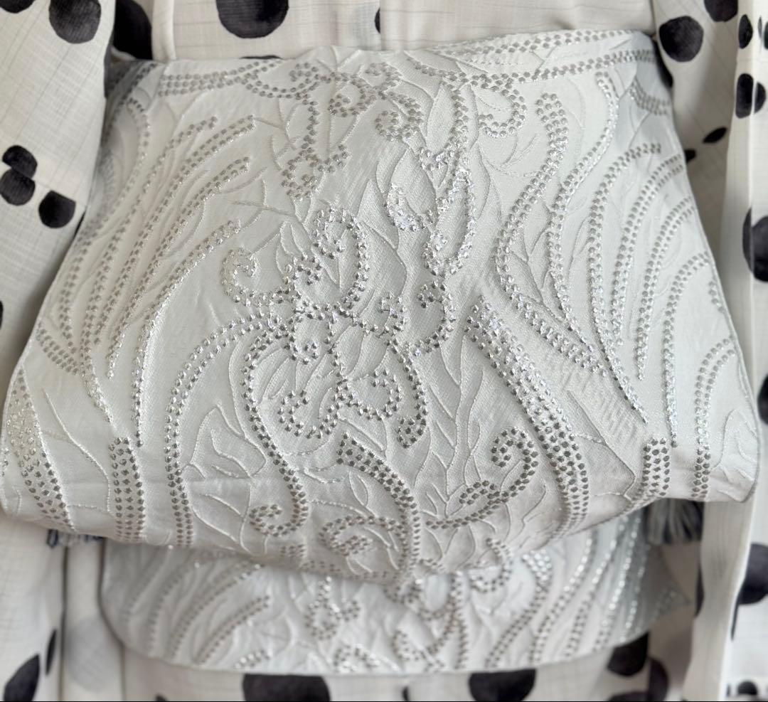 大人兵児帯【スノーホワイトプラチナシルバー】【夢想花】セット