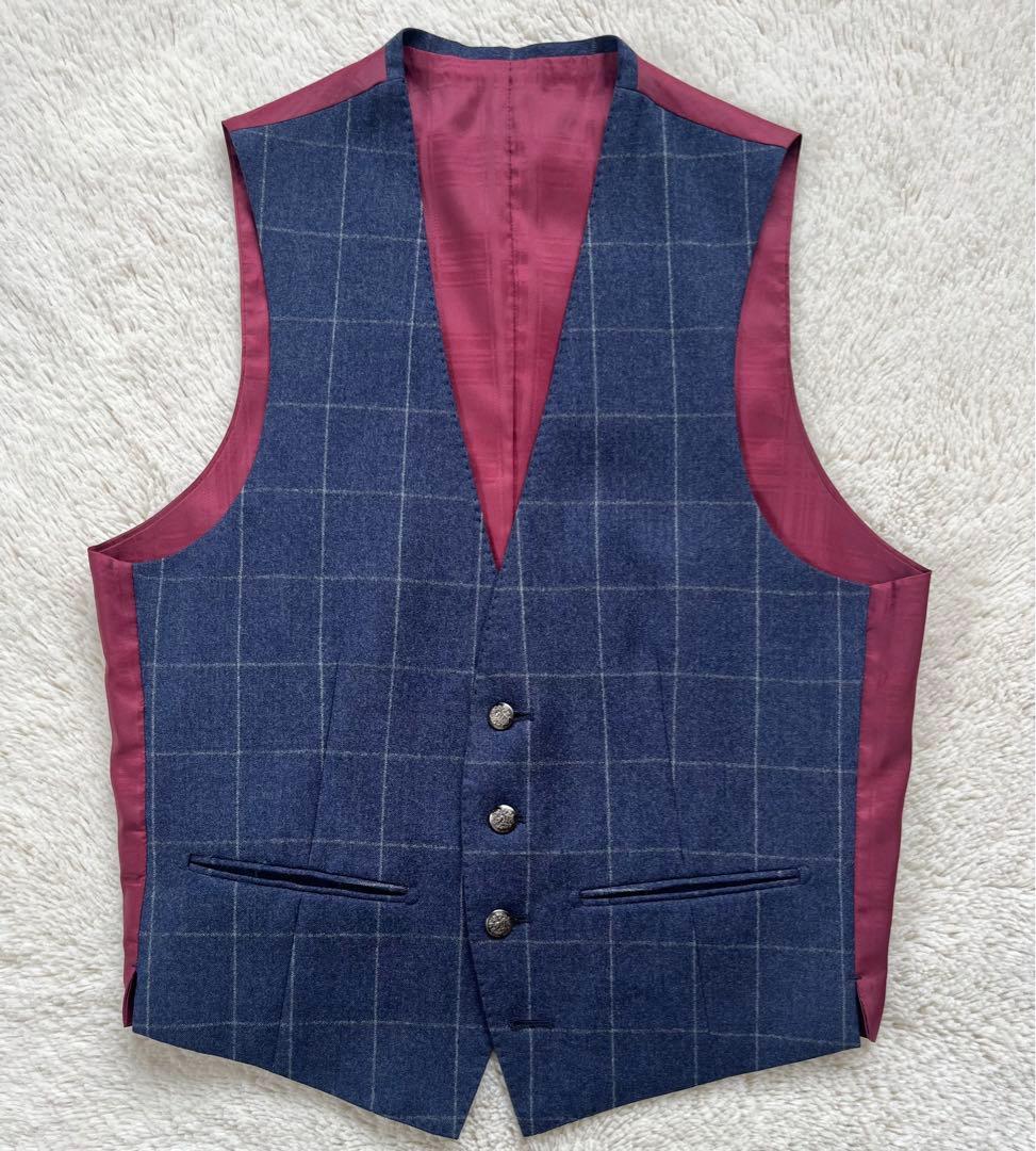 【希少】FINTES オーダースーツ　セットアップ　スリーピース　ネイビー