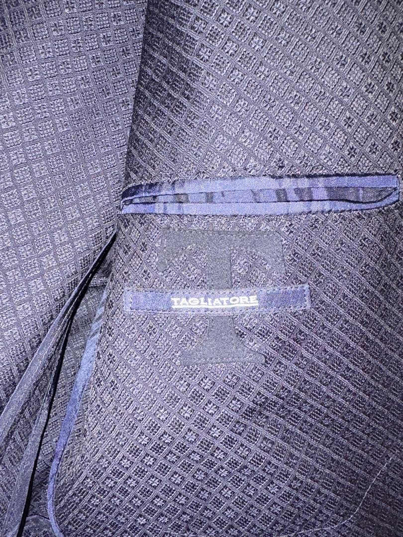 定価10万 逸品！タリアトーレ アンコン テーラードジャケット 織柄 ネイビー