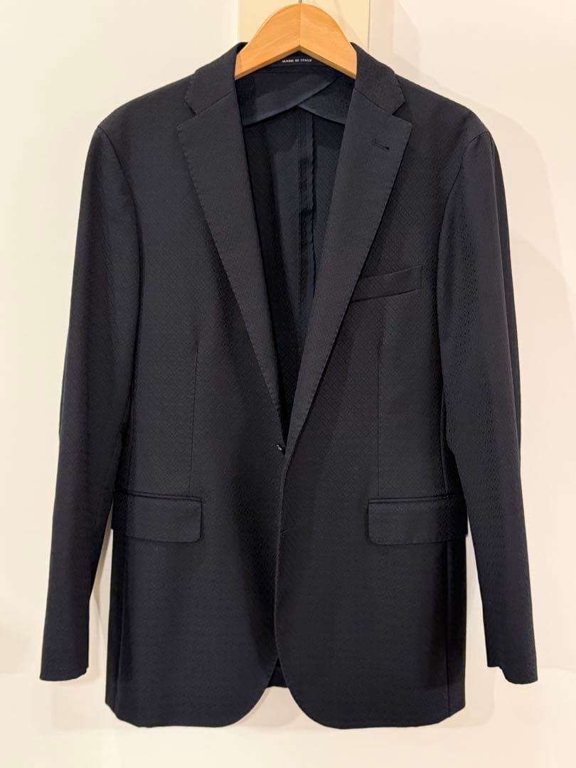 定価10万 逸品！タリアトーレ アンコン テーラードジャケット 織柄 ネイビー