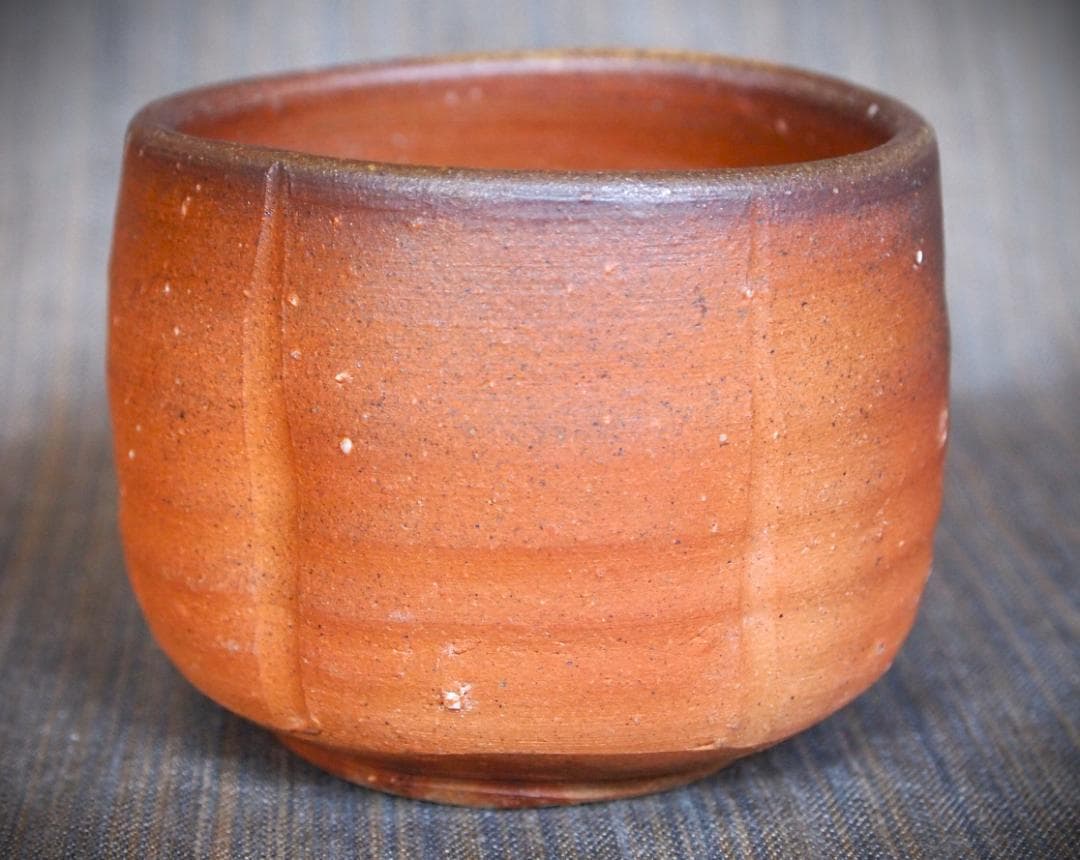 人気作家★中村真【師：中村六郎・金重道明】備前（窯変）湯のみ★共箱