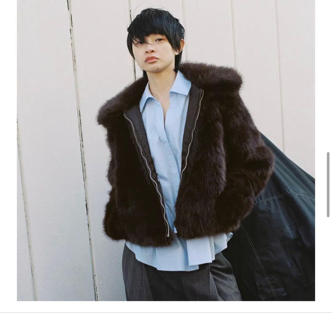 ZARA フェイクファーショートコート ダークブラウン