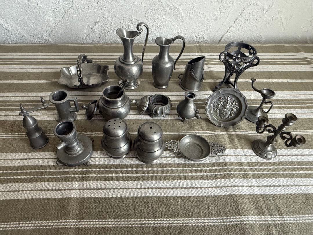 フランスアンティーク　ミニチュア金属製アンティーク雑貨14点セット