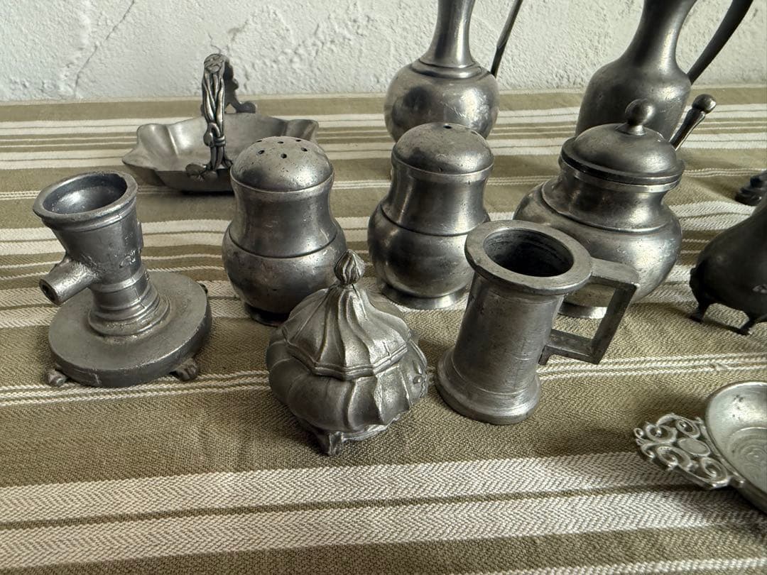 フランスアンティーク　ミニチュア金属製アンティーク雑貨14点セット