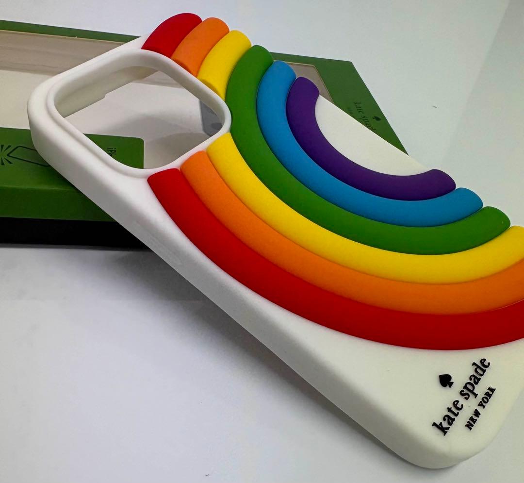 【新品未使用】ケイトスペードiPhone14Pro ケース 虹 レインボー