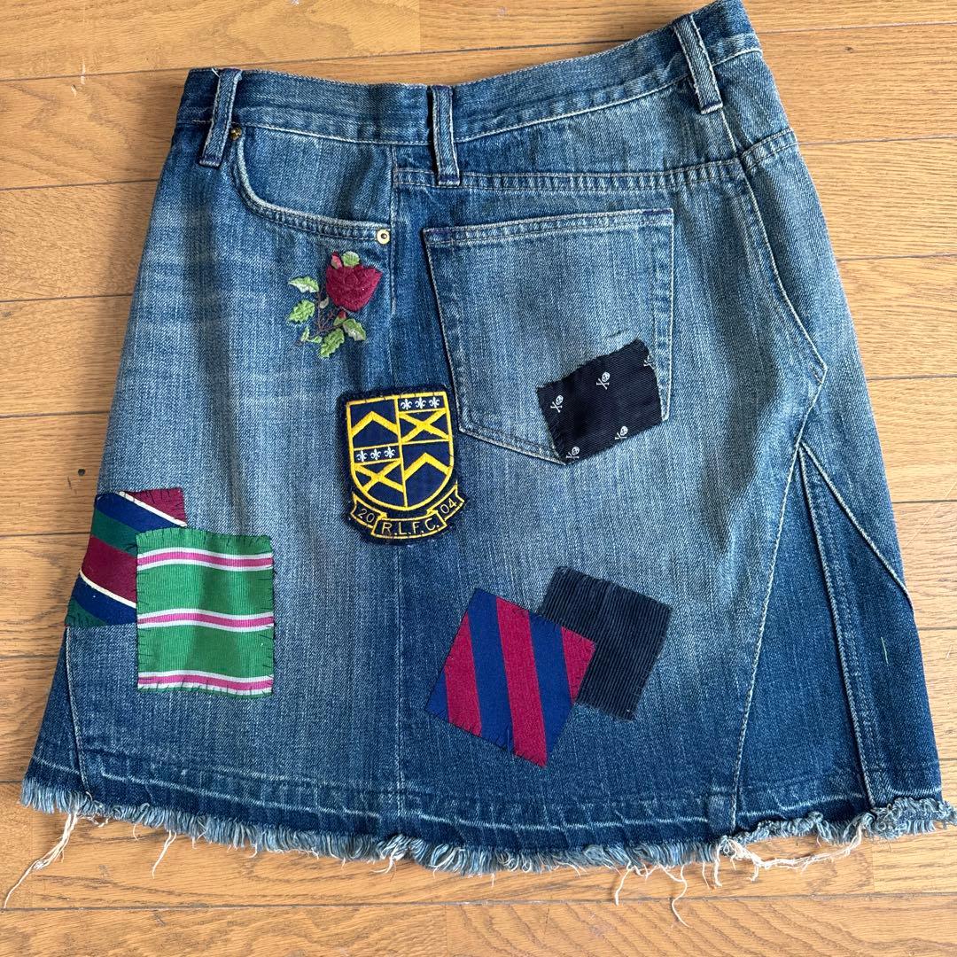 ラルフローレンラグビー RUGBY ワッペン刺繍 デニムスカート 26