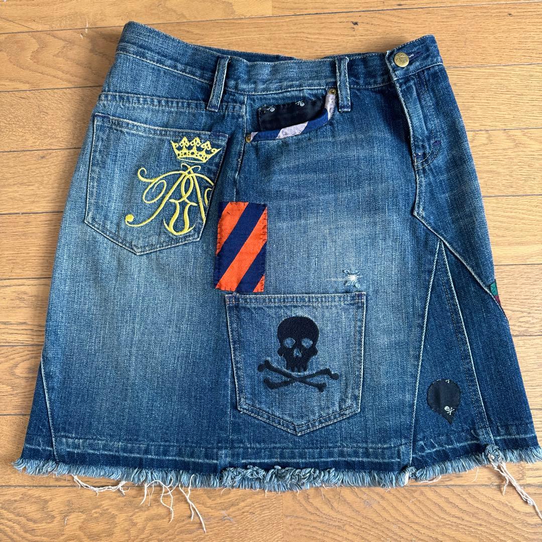 ラルフローレンラグビー RUGBY ワッペン刺繍 デニムスカート 26