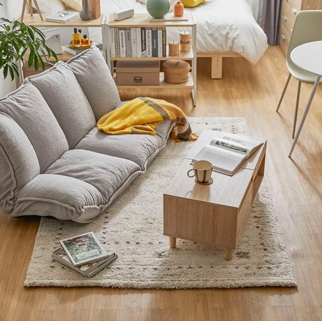 新品未使用品 LOWYA 140×200 ラグ フレーム クリーム カーペット