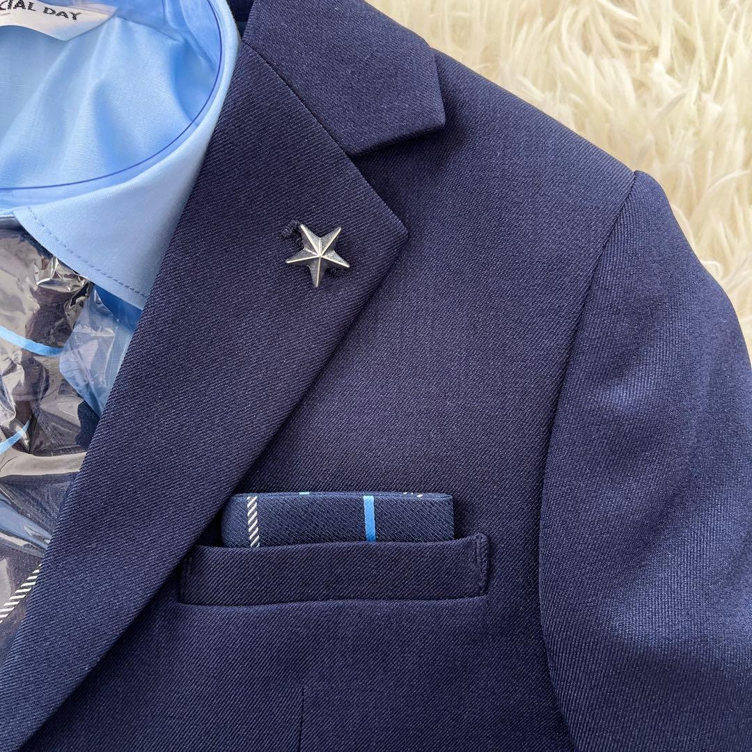 120cm⭐︎フォーマル　4点セット　男の子　ネイビー　新品　入学式　スーツ　水色