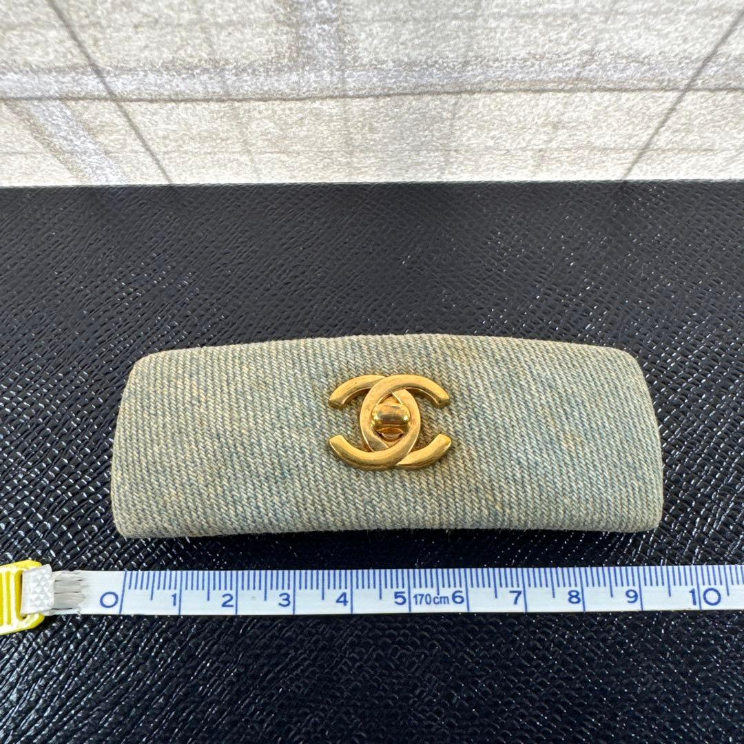 CHANEL シャネル デニム ターンロック ココマーク バレッタ