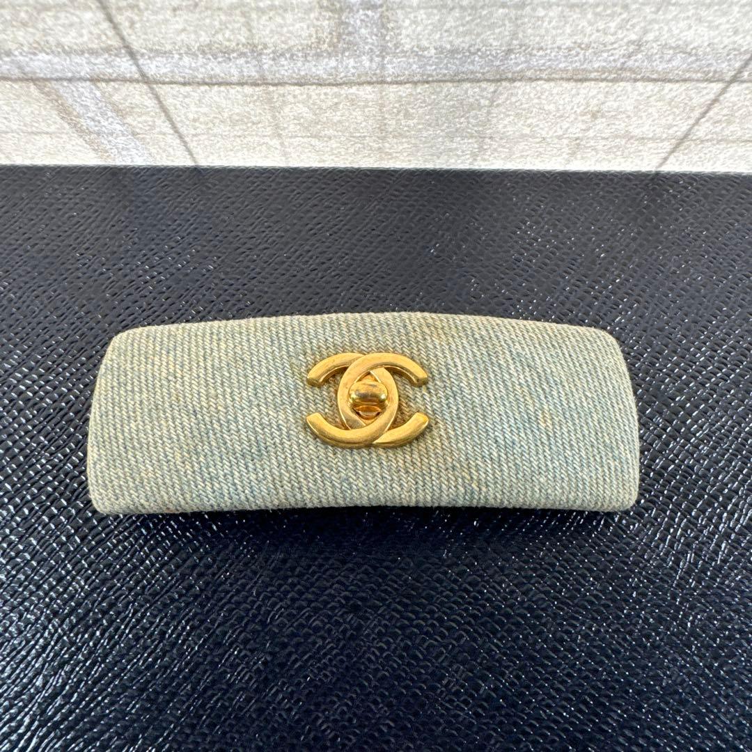 CHANEL シャネル デニム ターンロック ココマーク バレッタ