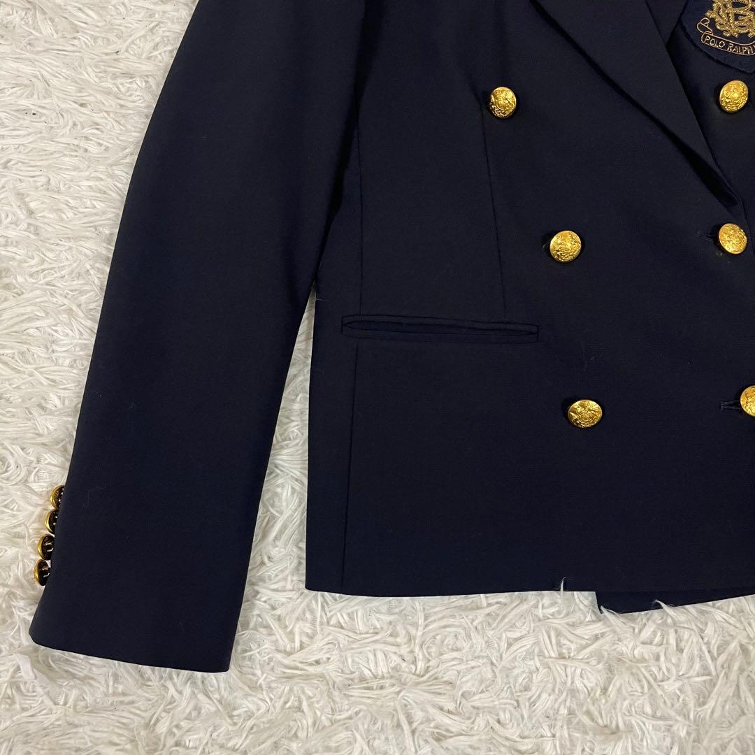 極美品❣️ポロ ラルフローレン 紺ブレ ダブル ワッペン 金ボタン ストレッチ