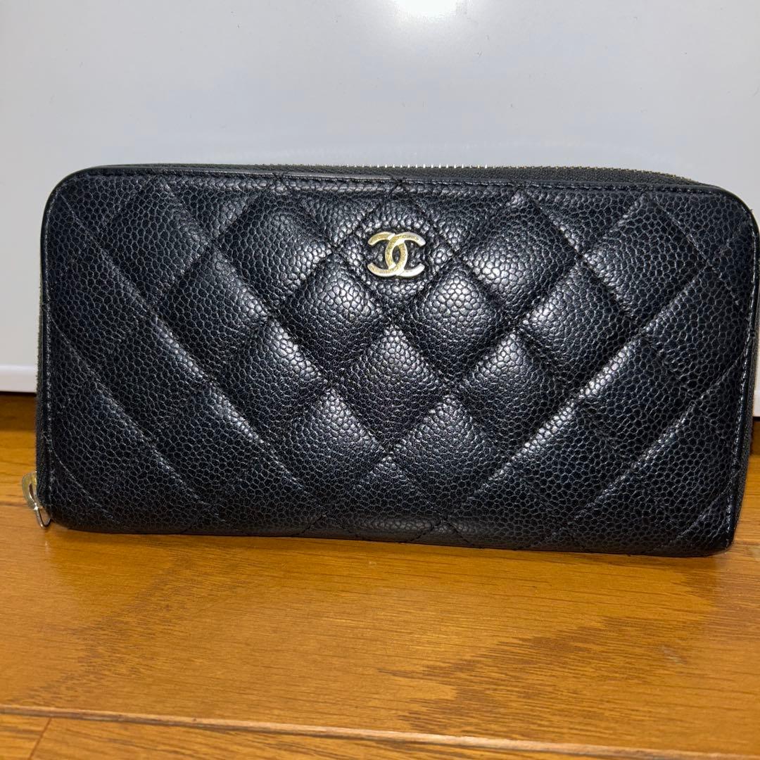 CHANEL シャネル キャビアスキン 黒 長財布