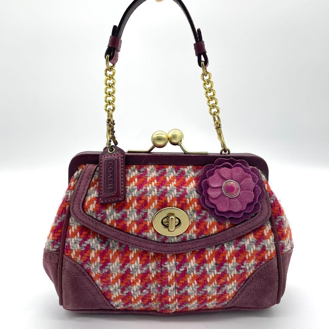 バッグ Coach handbag with clasp turnlock tweed