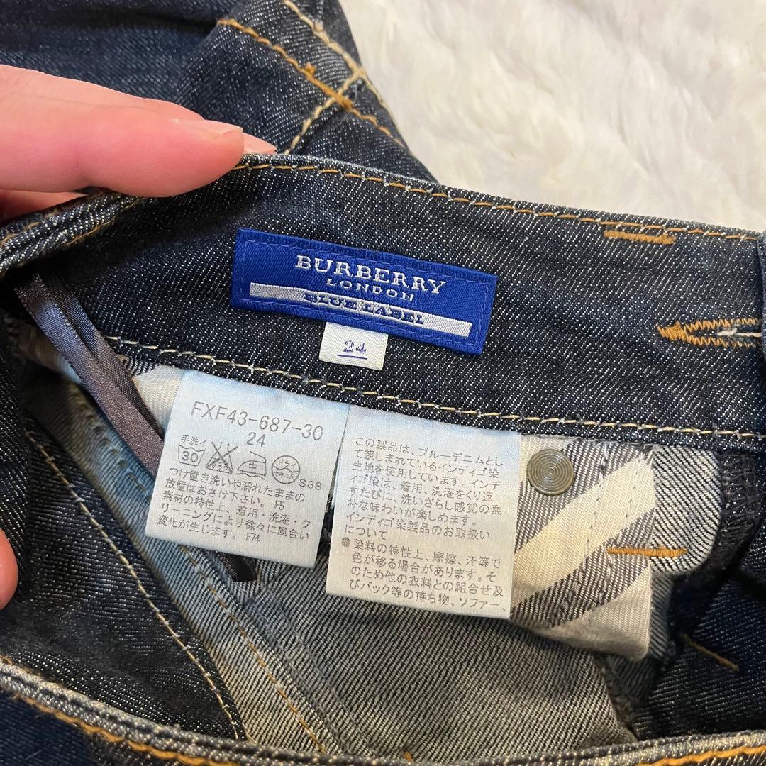 美品 Y2K バーバリーブルーレーベル デニムミニスカート ホースロゴ 金ボタン