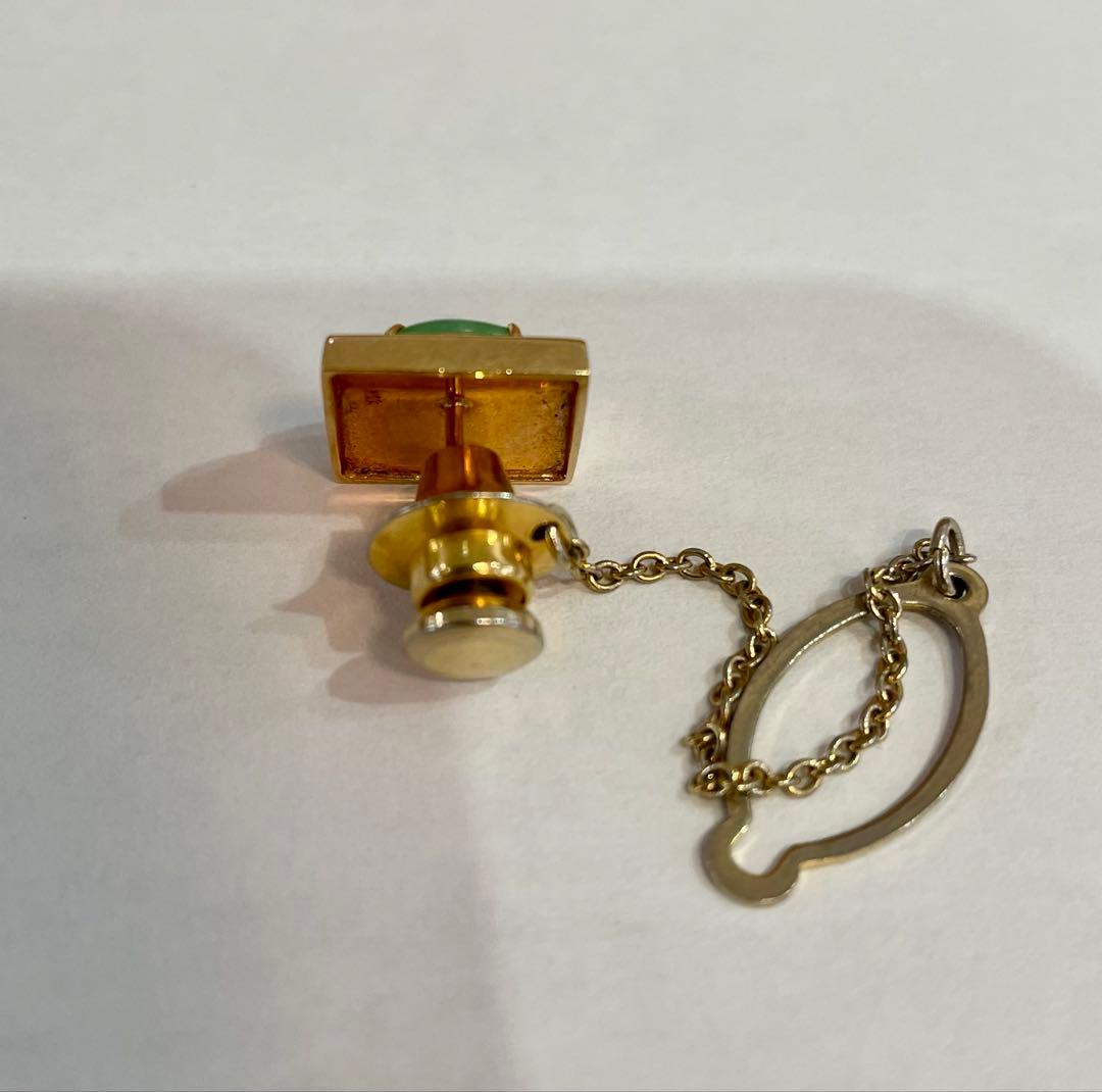 K18 刻印 翡翠 天然石 カフス 重量4.1㌘ アクセサリー ネクタイピン