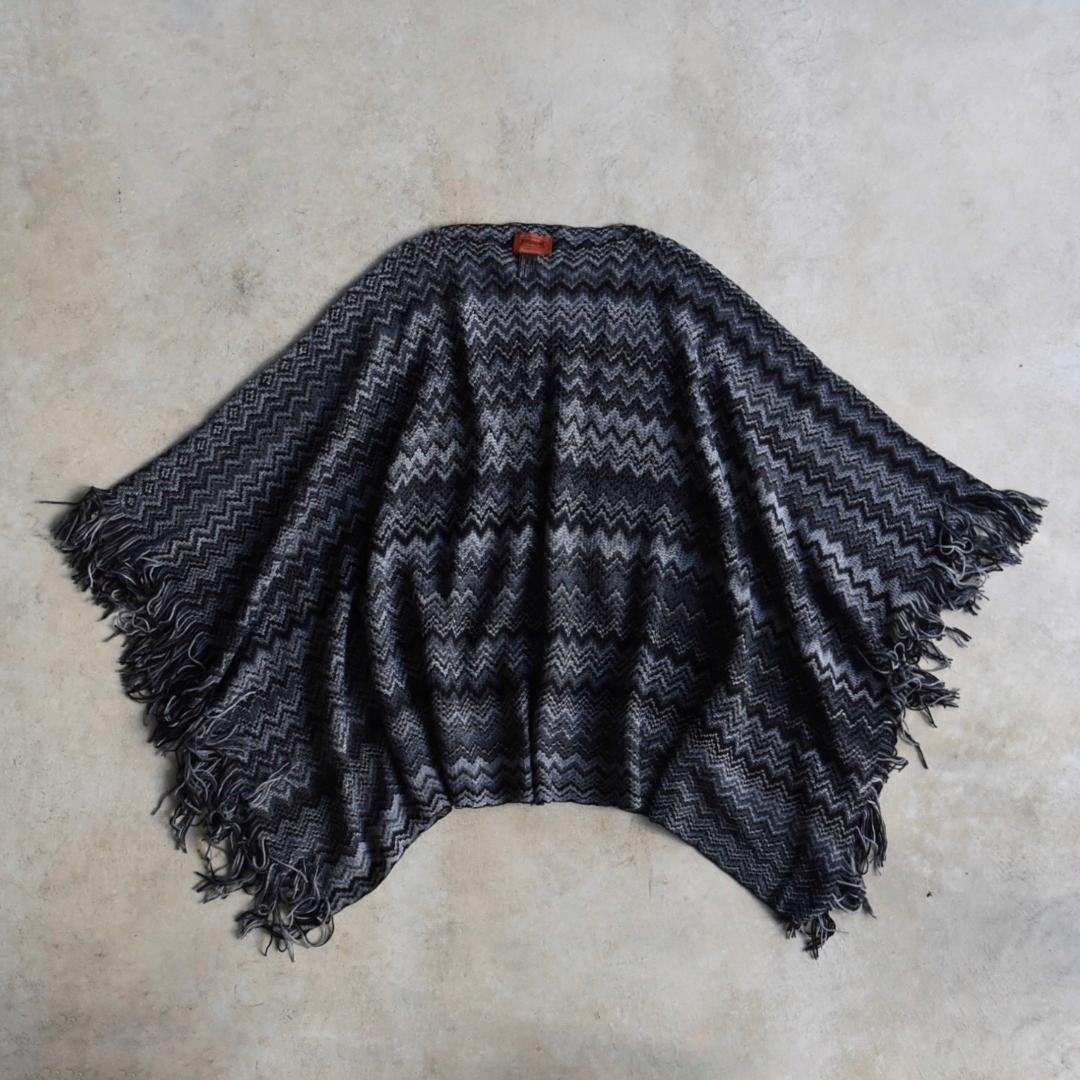 MISSONI ミッソーニ イタリア製 ウールポンチョ ケープ ジグザグ柄