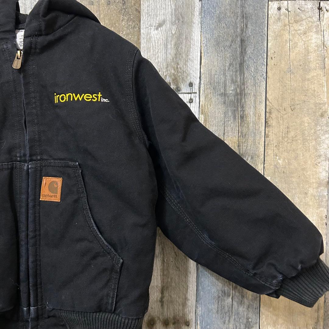 Carhartt アクティブジャケット　ダック生地　企業ロゴ　ブラック