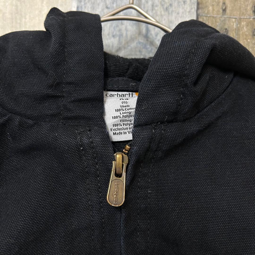 Carhartt アクティブジャケット　ダック生地　企業ロゴ　ブラック