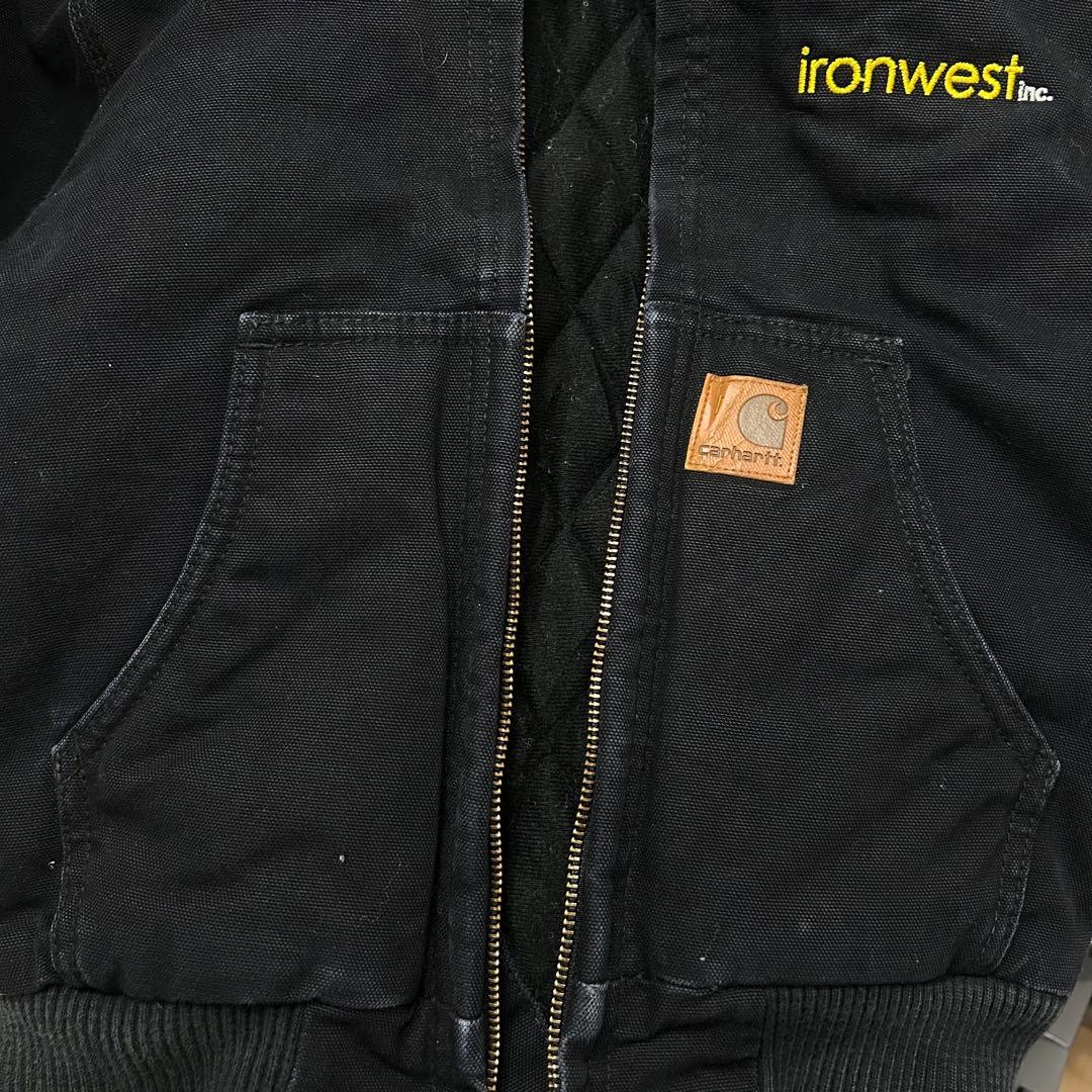 Carhartt アクティブジャケット　ダック生地　企業ロゴ　ブラック