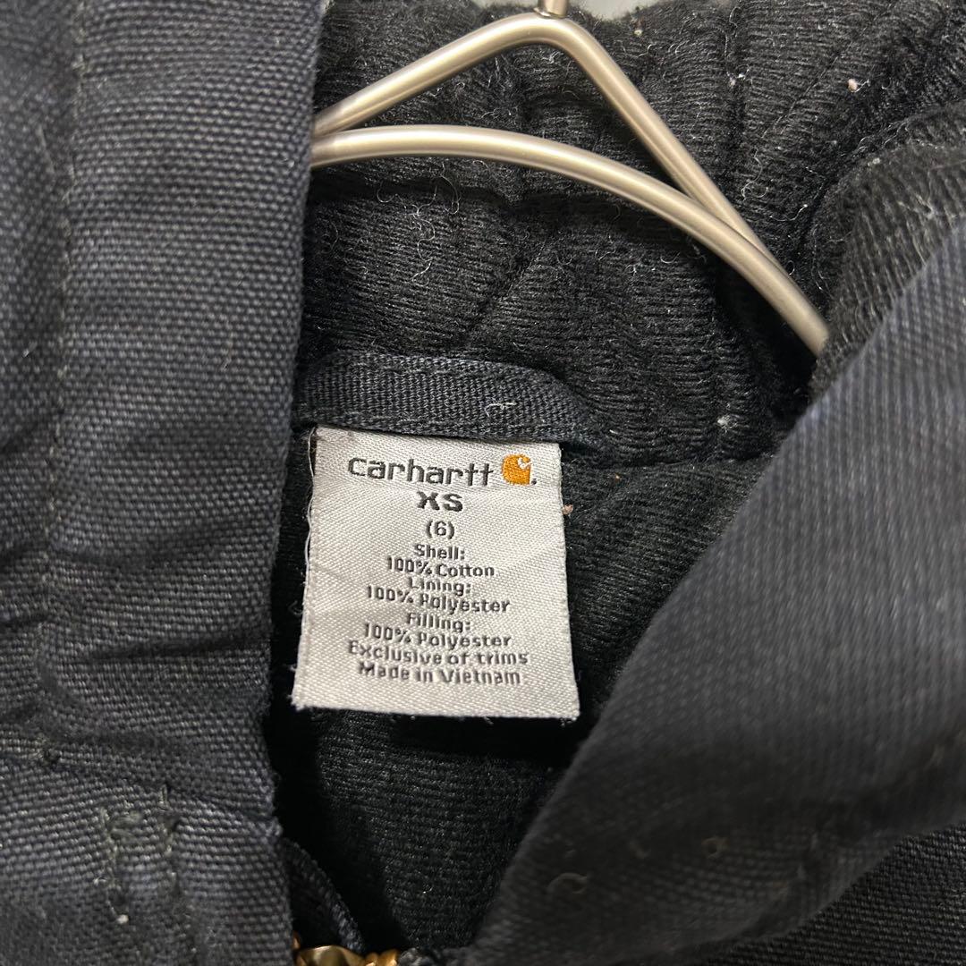 Carhartt アクティブジャケット　ダック生地　企業ロゴ　ブラック