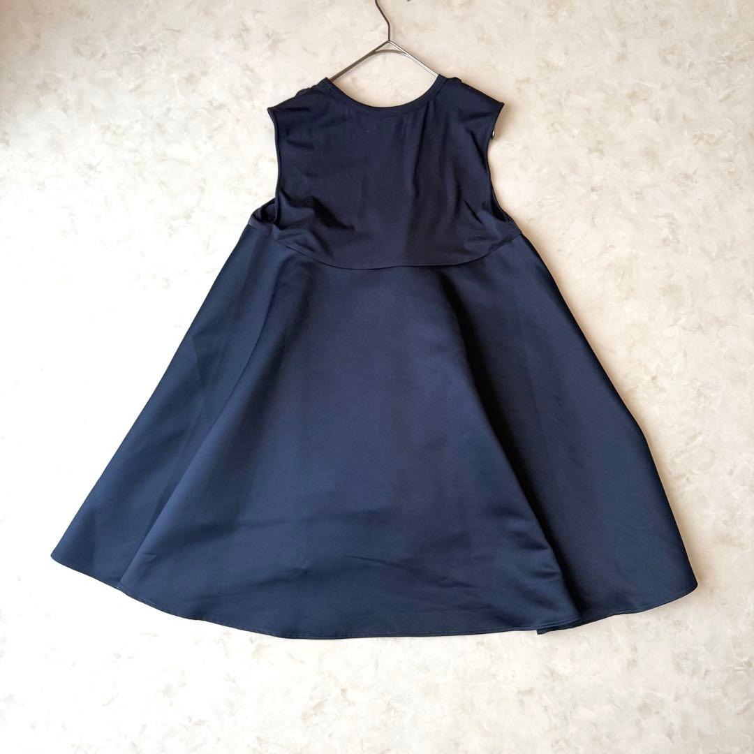 YOKO CHAN ヨーコチャン ヘムフレアノースリーブブラウス 38 紺