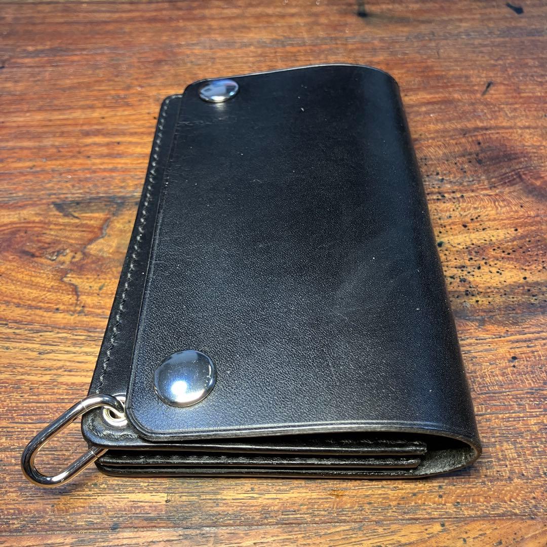 k@2様オーダー品 ミドルトラッカーウォレット　ブラック　国産本革