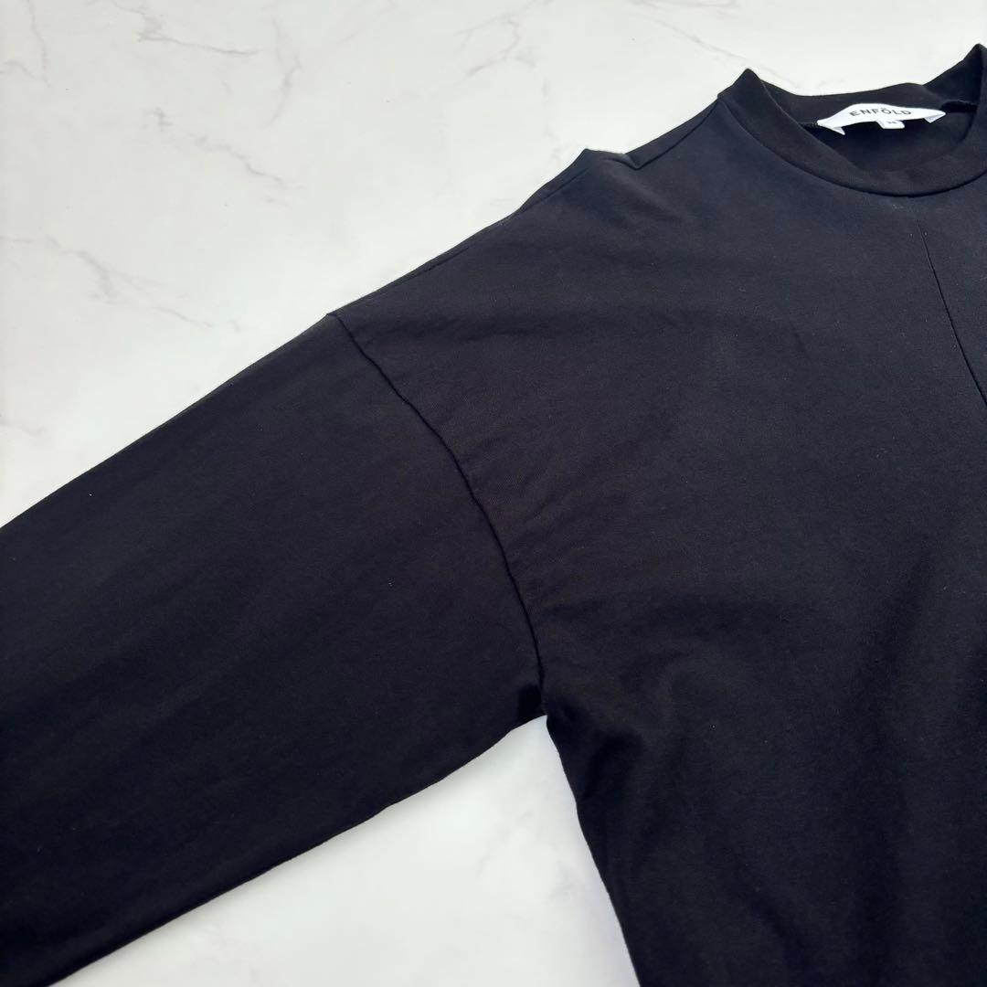 【25年モデル】エンフォルド アシンメトリードレープロングスリーブTシャツ 黒