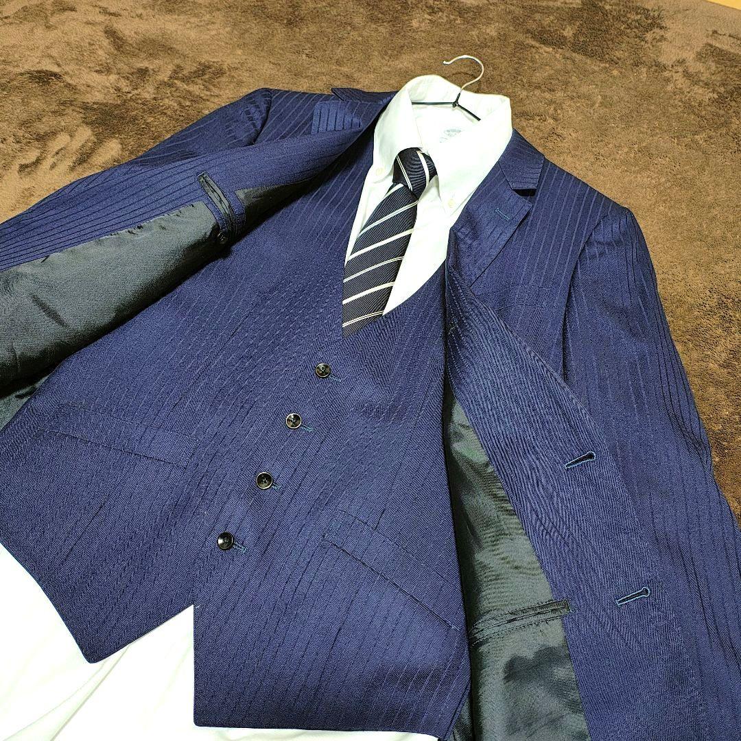 スーツセレクト スリーピーススーツ ネイビー系ストライプ Y7