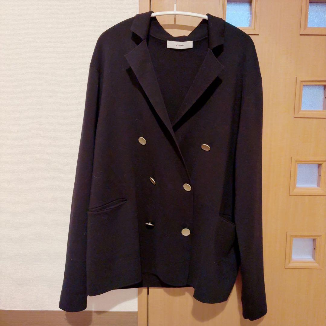 ebure エブール　Cotton Silk knit Jacket ネイビー