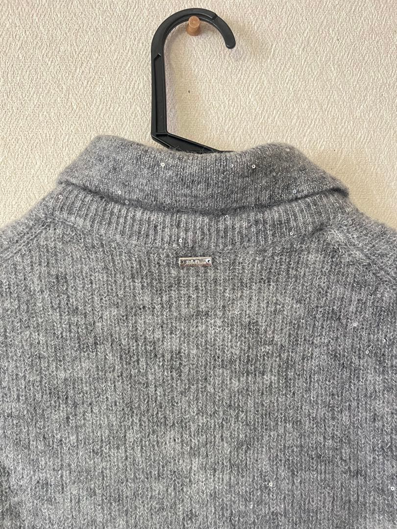 【美品】Mila Owen襟付きペプラムニットミニワンピース グレー Sサイズ