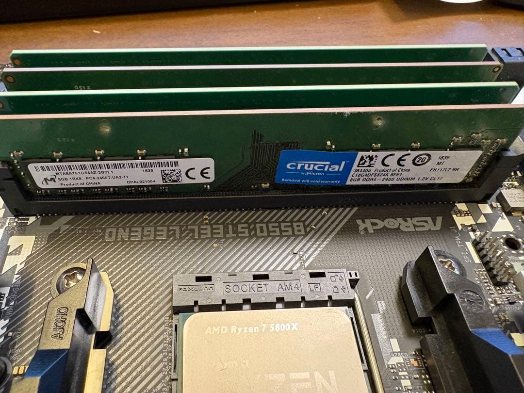 Ryzen7 5800X&B550 Steel Legend&メモリ48GB