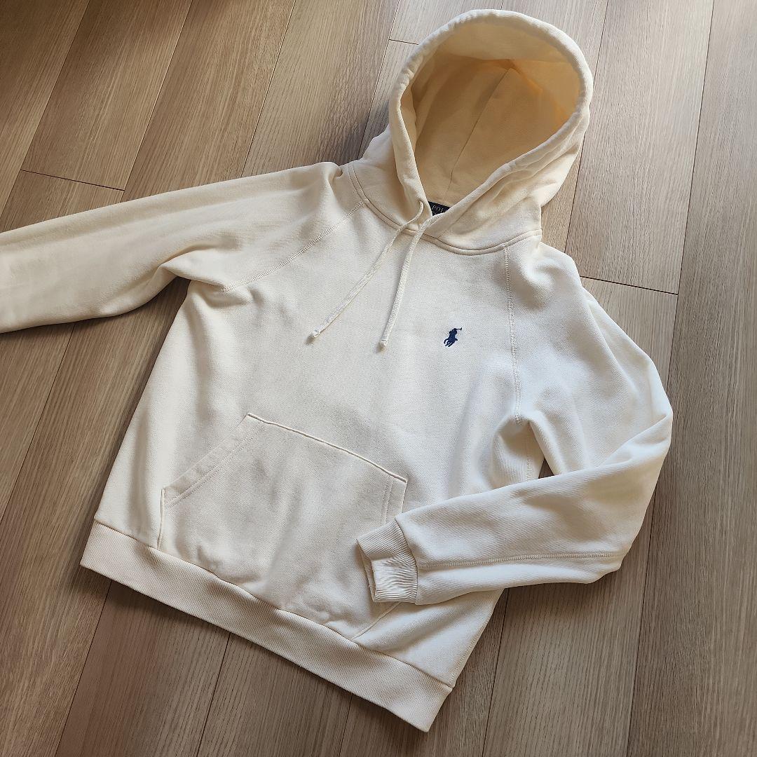 【美品】ポロラルフローレン　ホワイト フード付き パーカーSサイズ