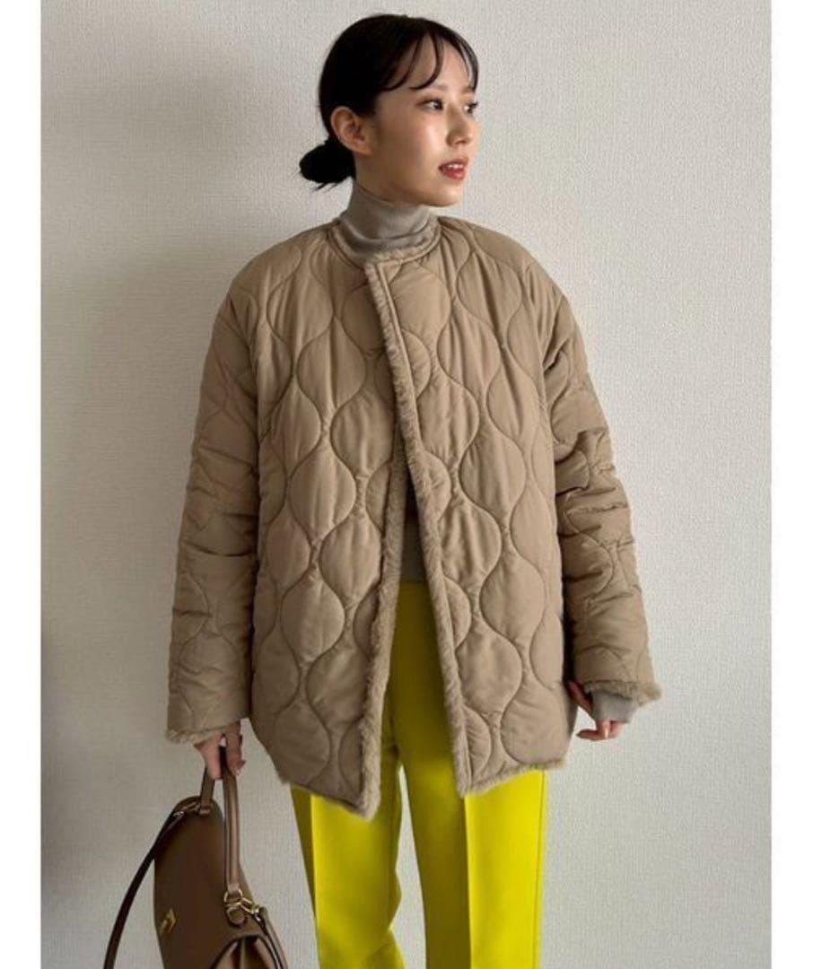 Mila Owenミラ オーウェン リバーシブルエコファージャケット　ベージュ