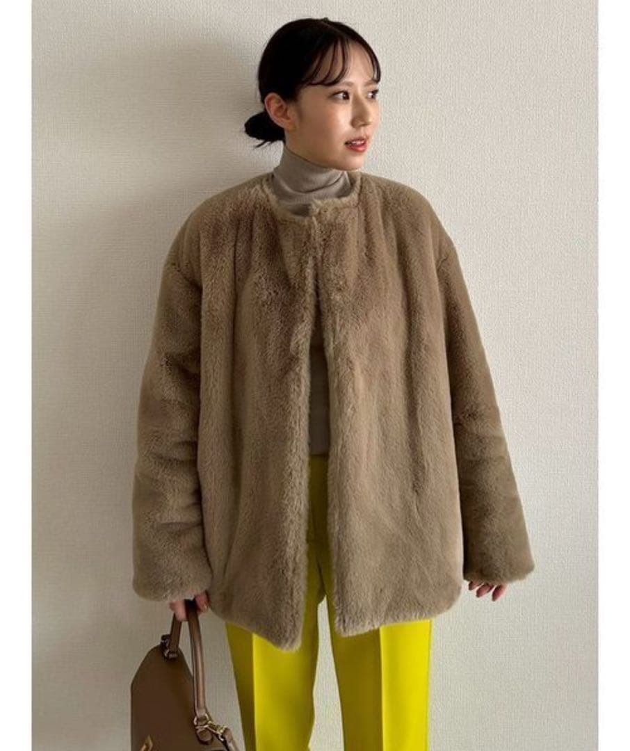 Mila Owenミラ オーウェン リバーシブルエコファージャケット　ベージュ