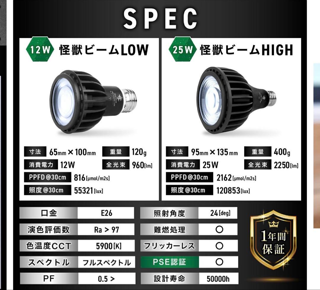 植物育成ライトLED怪獣ビーム12wソケット付き3個セット