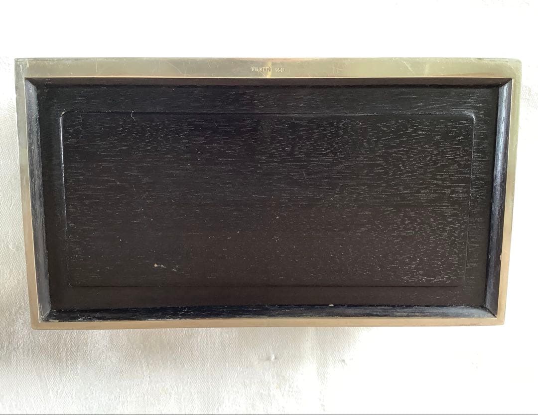 銀製 宝石箱 silver950 鍵付 草花紋様手彫り装飾 作家銘有 骨董品