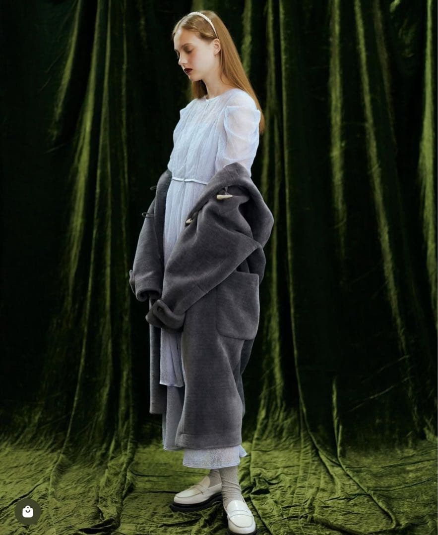 furfur パフスリーブレースドレス